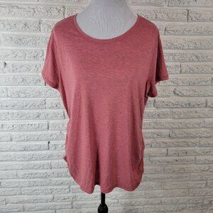 Athletic Works Womens Top XXL 20 Plus Tee Pink Heather Ruched Casual PIN49E